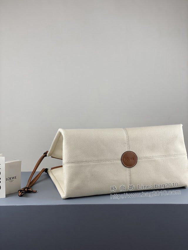 LOEWE包包 羅意威大號cushion tote白布包 羅意威綁繩式托特包 3054  tcl1429
